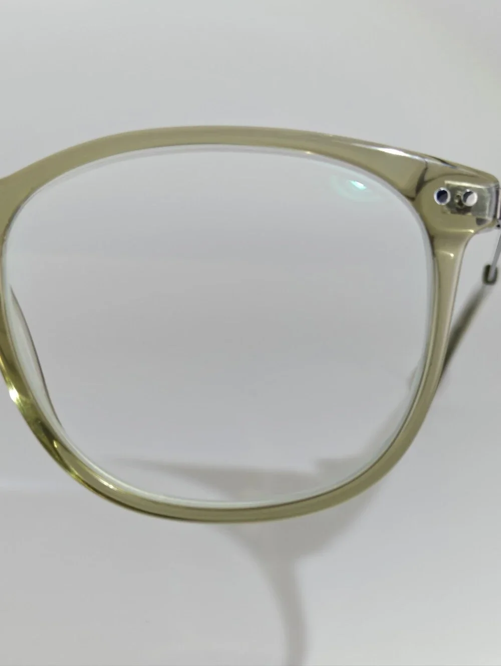Savvy. Clear Round Olive Green Women's Eyeglass Frames.